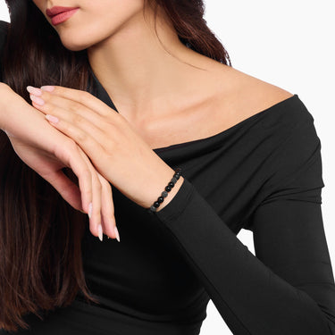 THOMAS SABO Obsidian bracelet with three zirconia beads