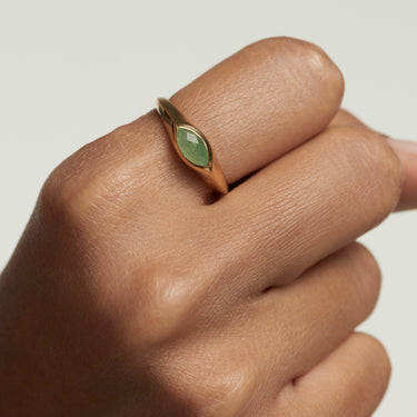 Nomad Aventurine Stamp Ring Size 14