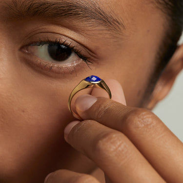 Nomad Lapis Lazuli Stamp Ring  Size 16