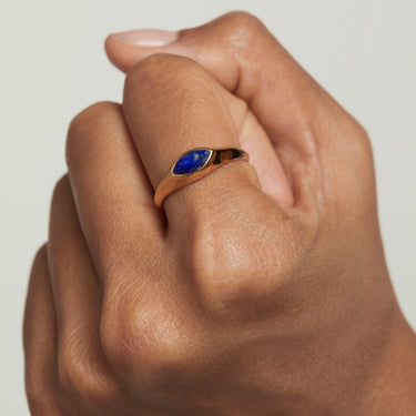 Nomad Lapis Lazuli Stamp Ring  Size 18