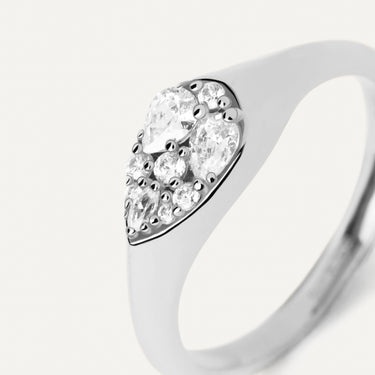 Vanilla Silver Stamp Ring Size 14