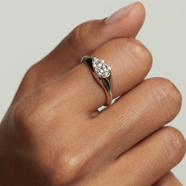 Vanilla Silver Stamp Ring Size 10