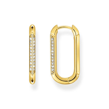 THOMAS SABO Golden Hoop Earrings with White Zirconia