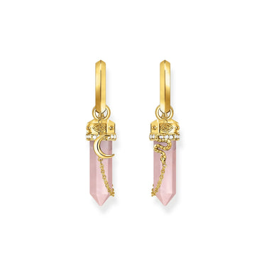 THOMAS SABO Crystal Hoop Earrings with Rose Quartz Gold