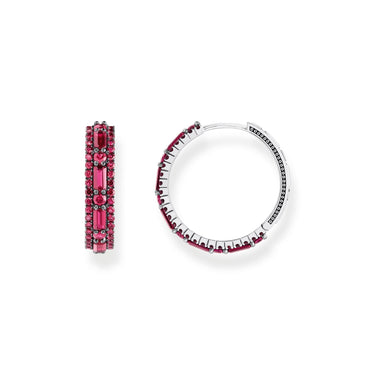 THOMAS SABO Hoop earrings with ruby red stones