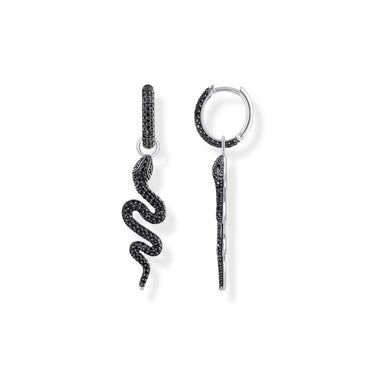 THOMAS SABO Single Snake hoop earring with black zirconia