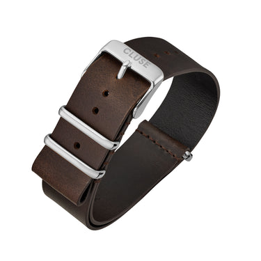 CLUSE 20mm Nato Strap Silver/Dark Brown CS1408101069