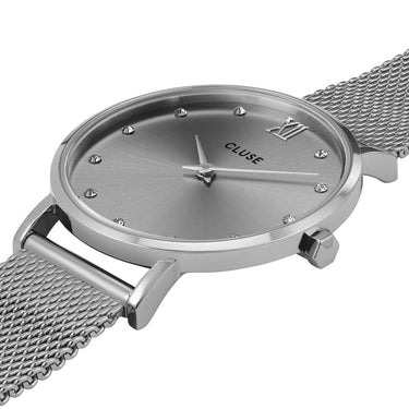 CLUSE Minuit Silver Grey Crystals/Silver Mesh Watch CW10203