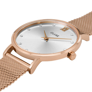 CLUSE Minuit Rose Gold Silver Crystals/Rose Gold Mesh Watch CW10205