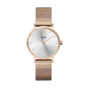 CLUSE Minuit Rose Gold Silver Crystals/Rose Gold Mesh Watch CW10205