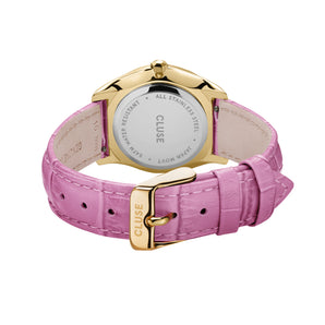 CLUSE Feroce Petite Gold White/Crocodile Pink Leather Watch CW11213