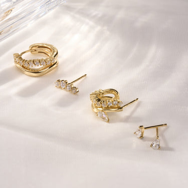 Ania Haie Gold Sparkle Double Hoop Studs