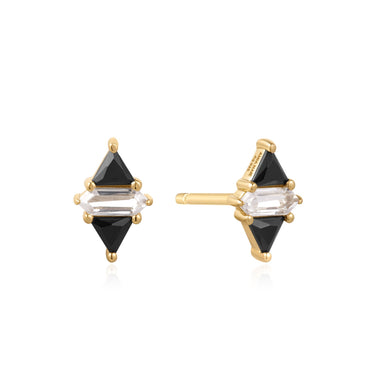 Ania Haie Gold Triangle Black & White Cubic Zirconia Studs