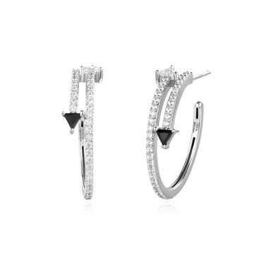 Ania Haie Silver Pave Double Arrow Stud Hoops