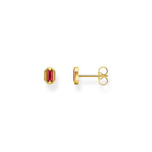 THOMAS SABO Gold Small Ear Studs with Red Stones
