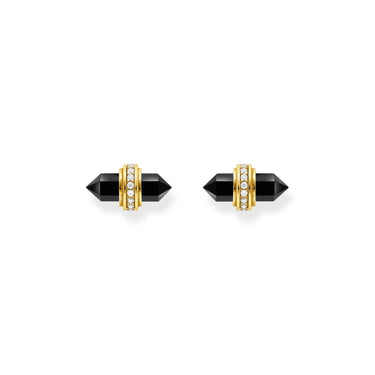 THOMAS SABO Crystal Ear Studs with Onyx Gold