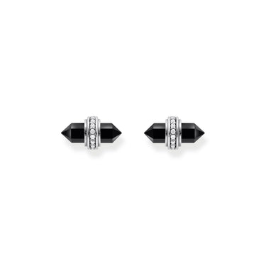 THOMAS SABO Crystal Ear Studs with Onyx Silver