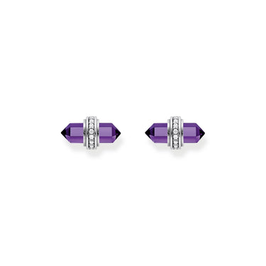 THOMAS SABO Crystal Stud Earrings with Imitation Amethyst Silver