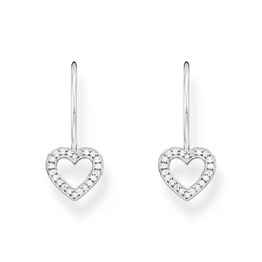 THOMAS SABO Earrings heart-shaped with white zirconia - silver