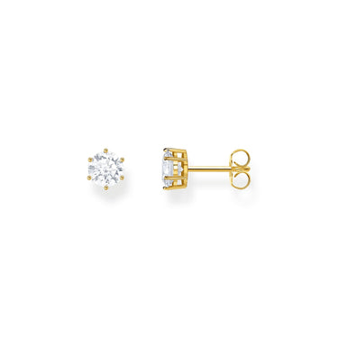 THOMAS SABO Gold Ear studs with white zirconia in brilliant cut