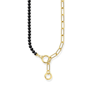 THOMAS SABO Gold Necklace with Onyx Beads and White Zirconia