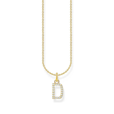 THOMAS SABO Necklace with letter pendant D and white zirconia - gold