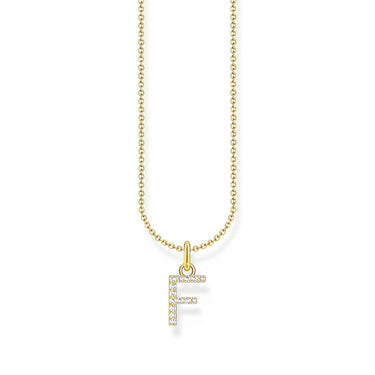 THOMAS SABO Necklace with letter pendant F and white zirconia - gold