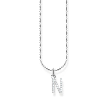 THOMAS SABO Necklace with letter pendant N and white zirconia - silver