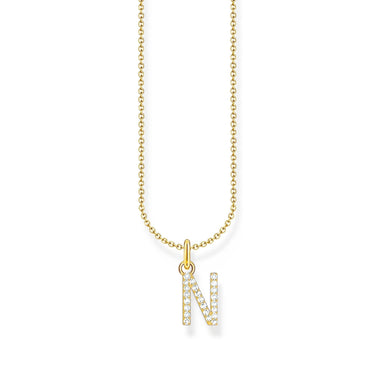 THOMAS SABO Necklace with letter pendant N and white zirconia - gold