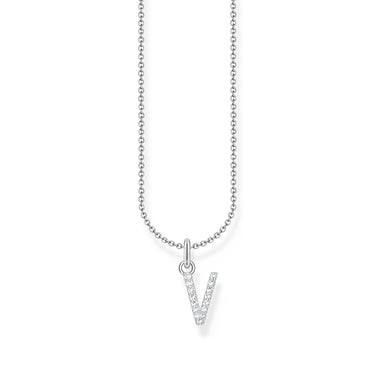 THOMAS SABO Necklace with letter pendant V and white zirconia - silver