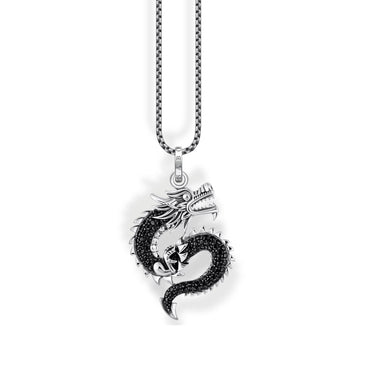 THOMAS SABO Necklace with dragon pendant black stones