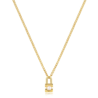 Ania Haie Gold Pearl Padlock Necklace