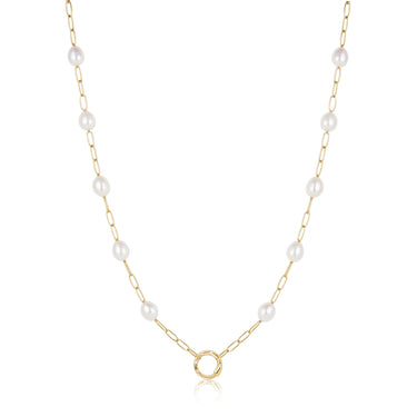 Ania Haie Gold Pearl Chain Charm Connector Necklace