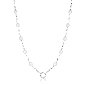 Ania Haie Silver Pearl Chain Charm Connector Necklace