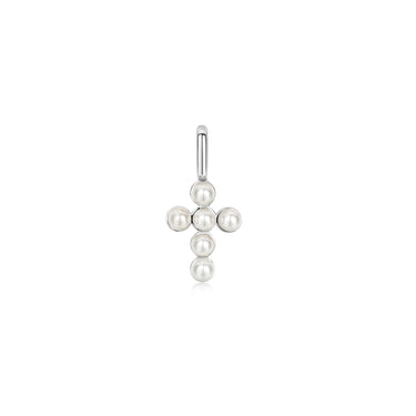 Ania Haie Silver Shell Pearl Cross Charm