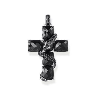 THOMAS SABO Cross pendant with snake and black zirconia