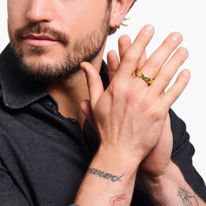 THOMAS SABO Gold Wide Band Ring with Crocodile Detailing