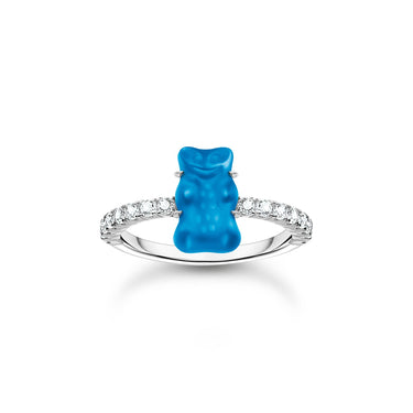 THOMAS SABO Ring with blue mini sized goldbears and zirconia