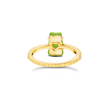 THOMAS SABO Ring with green mini sized goldbears and zirconia