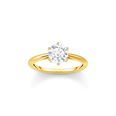 THOMAS SABO Ring with white zirconia in brilliant cut gold