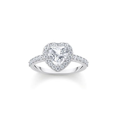 THOMAS SABO Halo ring with white, heart-shaped zirconia