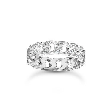 THOMAS SABO Slim ring with chain links and white stones