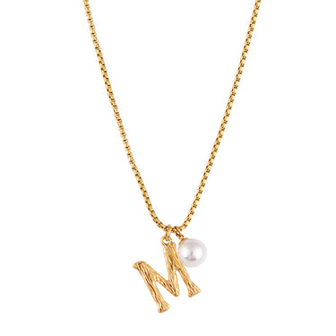 Pearl Letter M Neckalce