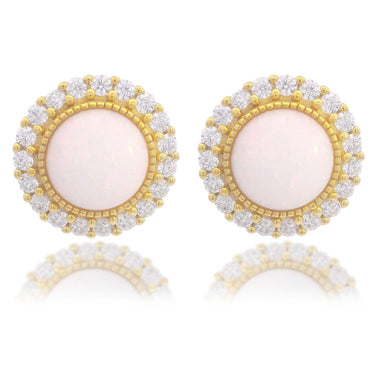 OPAL GLOW MARRINAWI WHITE CREATED OPAL EARRINGS GOLD