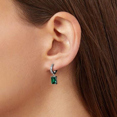 Chiara Ferragni Emerald Silver and Green Zirconia Pendant Earrings