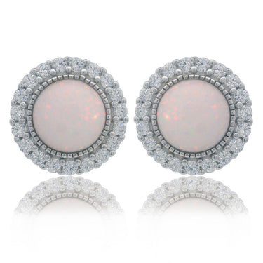 OPAL GLOW MARRINAWI WHITE CREATED OPAL EARRINGS SILVER