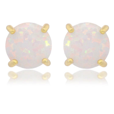 OPAL GLOW WHITE CREATED OPAL STUD EARRINGS GOLD