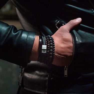 Rebel and Rose Full Metal Herringbone Black Matt Bracelet
