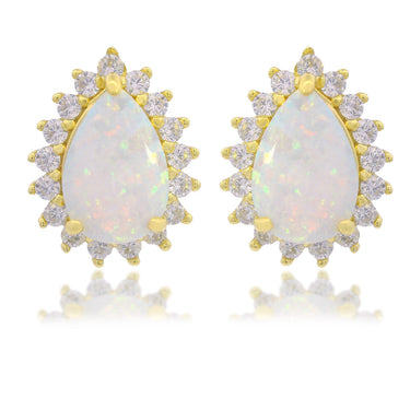 OPAL GLOW ROZELLE WHITE CREATED OPAL EARRINGS GOLD