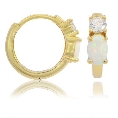 OPAL GLOW WHITE CREATED OPAL HOOP EARRINGS GOLD